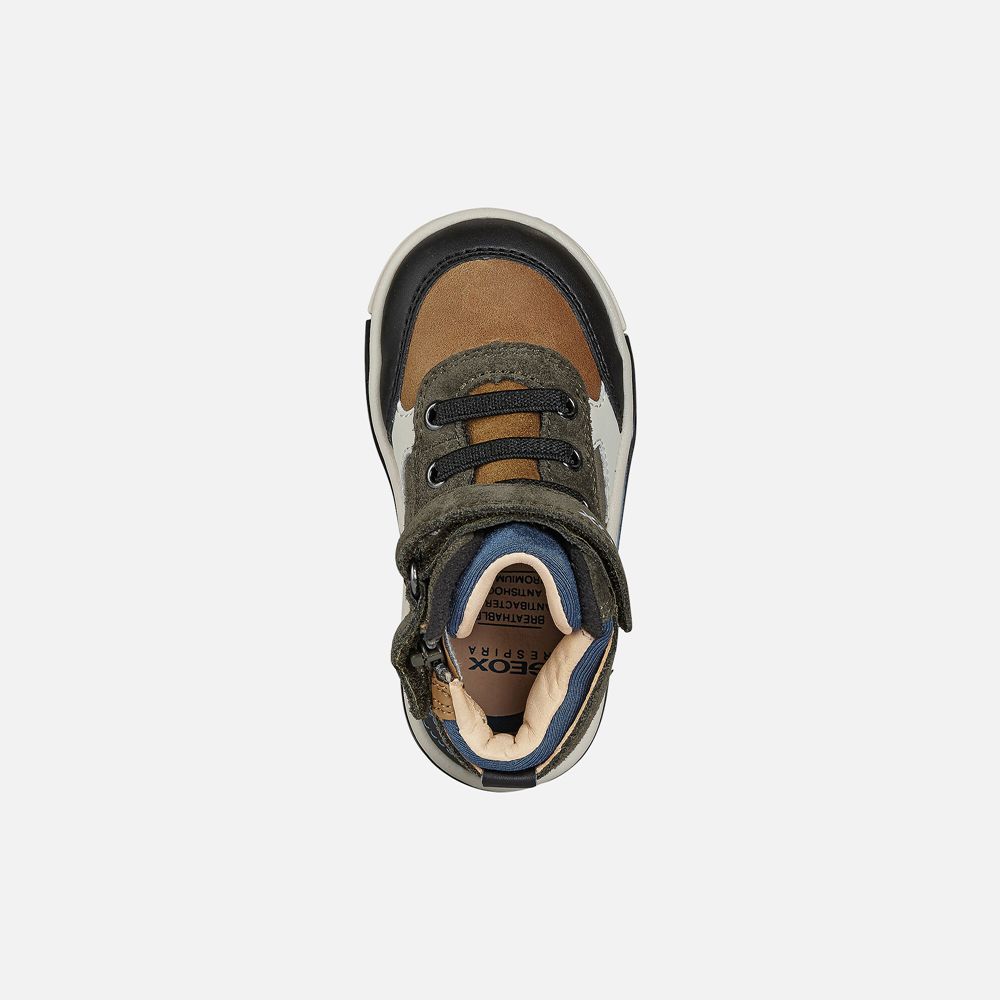 Geox Sneakers Black/Olive Trottola Boy - Geox Baby Shoes - XTGMQP421